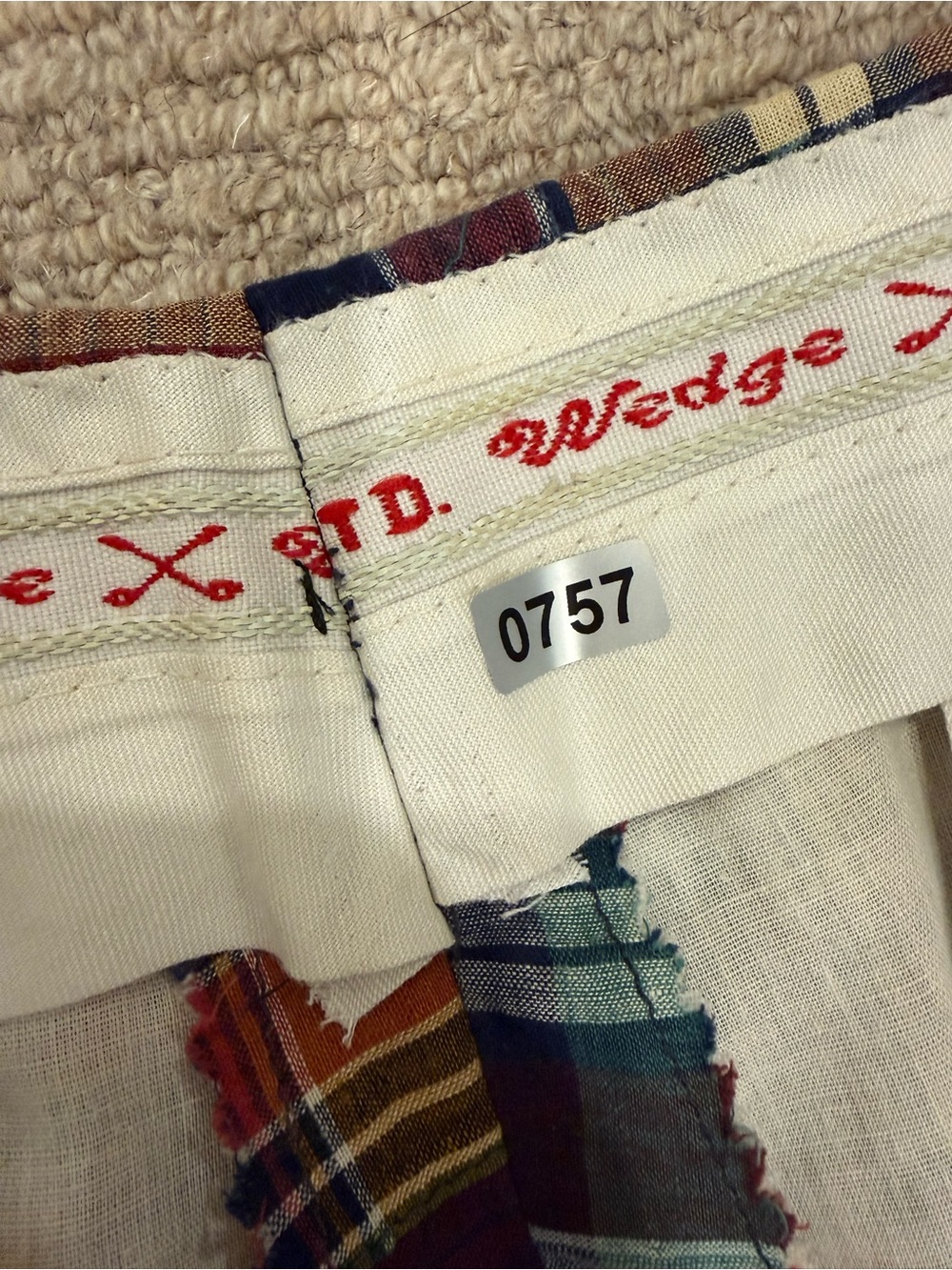 Vintage 1970s Corbin Ltd wedge wood Madras Plaid patchwork go-to-hell golf pants - Picture 4 of 11